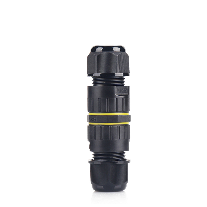 EWV-M25型2芯螺丝锁线一进一出直通式防水连接器