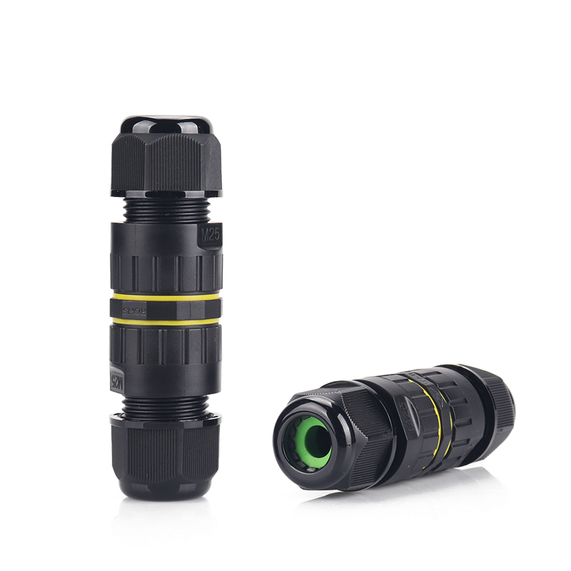 EW-M25型5芯螺丝锁线一进一出直通式防水连接器