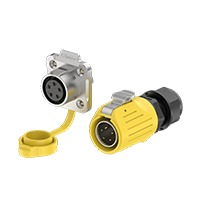 LP20型5芯焊接款黄色10A电源法兰式金属+塑料防水连接器