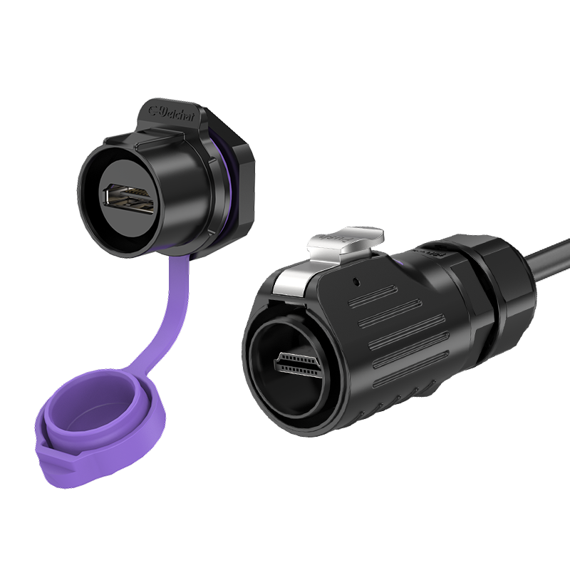 LP24型HDMI高速传输数据塑料面板式防水连接器航空插头插座