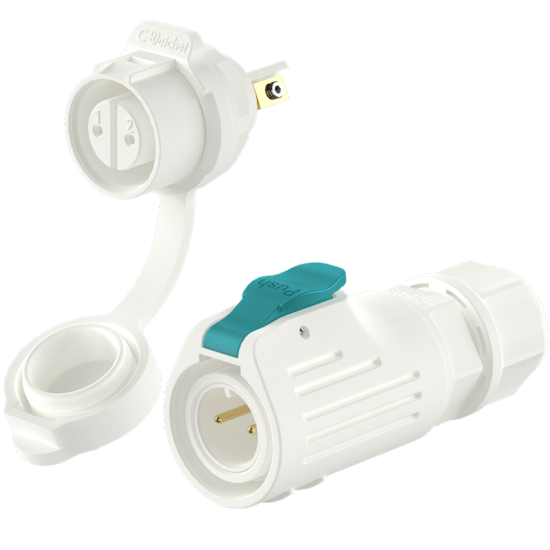 LP12型2芯白色款防水连接器面板塑料锁线款航空插头