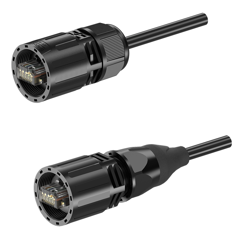 EW-RJ45超六类信号螺纹护线款数据网线防水连接器