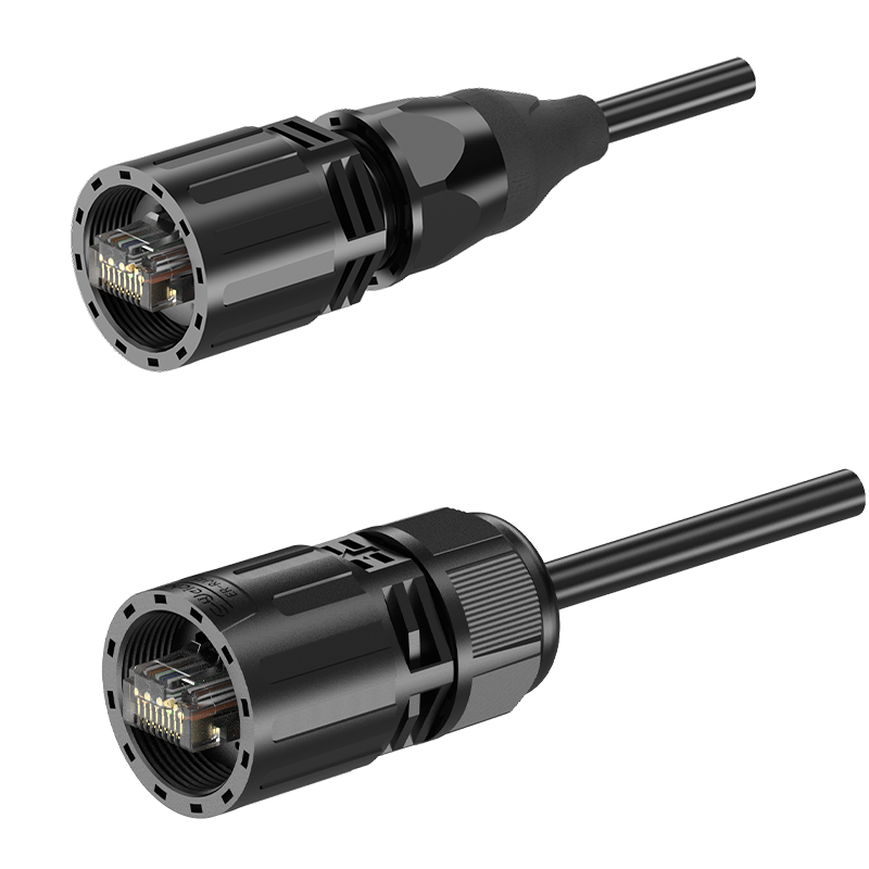 EW-RJ45超六类信号过线款数据网线防水连接器